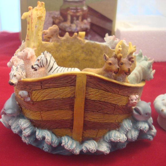 NOAH'S ARK VINTAGE Cedar Creek Resin Jar Candle Holder with Lid New in Box - Picture 5 of 10